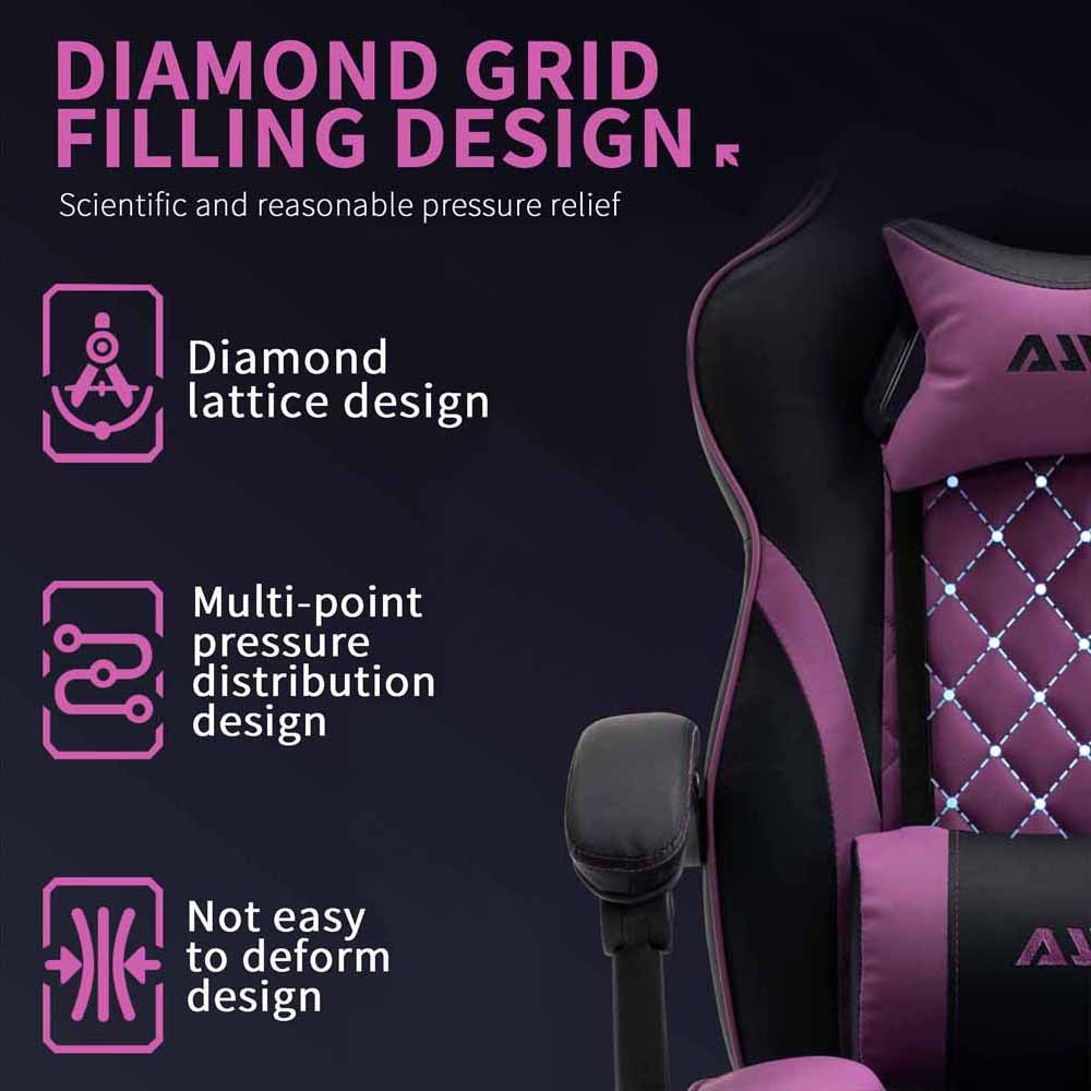 Gamingstoel – Gaming Chair – Bureaustoel – Draaistoel – Racestoel – Ergonomische Rugondersteuning – Verstelbare Hoogte & Kantelfunctie – Roze/Wit
