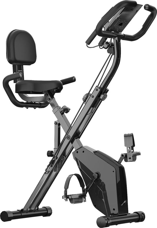 3-in-1 Opvouwbare Hometrainer - X-Bike met 8 Verstelbare Weerstandsniveaus - Vliegwiel 2,5KG - LCD Scherm - Verstelbare Zitting - Zwart