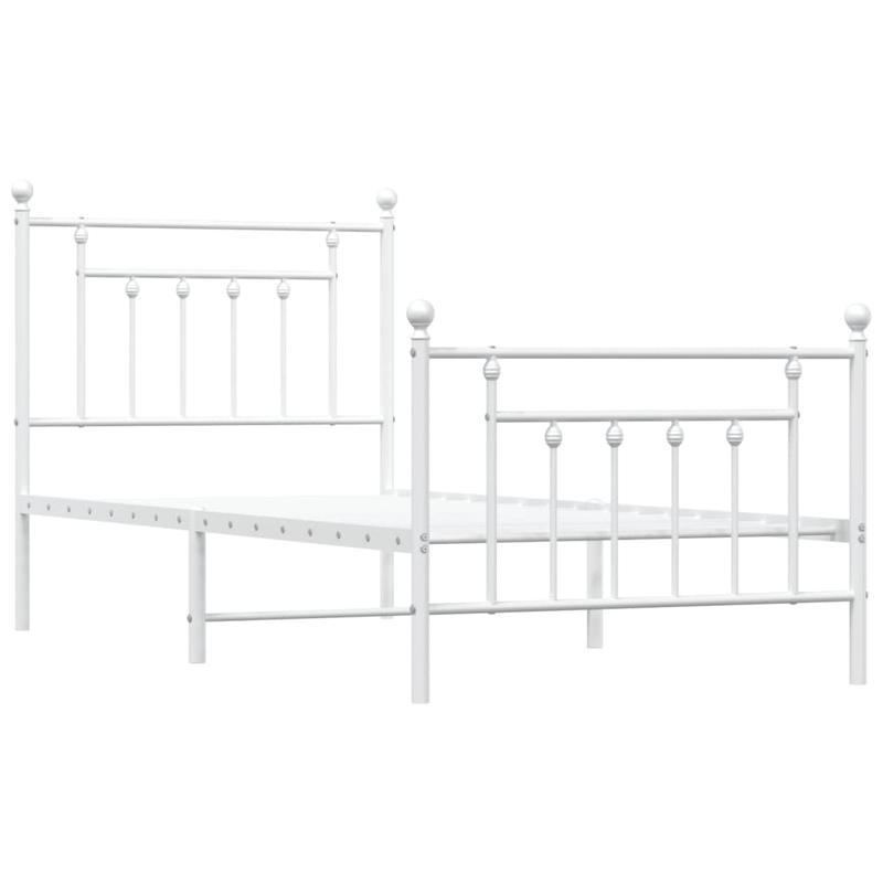Bed Frame – Bedframe – Bedden – Slapen – Slaapkamermeubel – Metaal – Wit – 90x200 cm – Met Hoofdbord En Voetbord