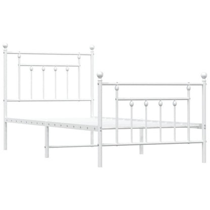Bed Frame – Bedframe – Bedden – Slapen – Slaapkamermeubel – Metaal – Wit – 90x200 cm – Met Hoofdbord En Voetbord