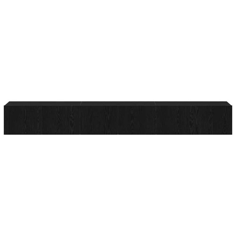 Tv-meubel – TV Kast – TV Meubel – Media Console – Entertainmentmeubel – Zwart Eikenhout – 3-delige Set – Compact 80x30x30 cm – Duurzaam Hardhout