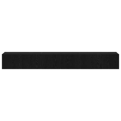 Tv-meubel – TV Kast – TV Meubel – Media Console – Entertainmentmeubel – Zwart Eikenhout – 3-delige Set – Compact 80x30x30 cm – Duurzaam Hardhout