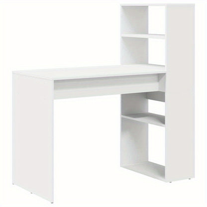 Bureau – Computertafel – Werkplek – Schrijftafel – Desk – Modern Compact Wit Bureau – Ruimtebesparend Met Open Opbergrek – Stevige MDF Houtconstructie 113x54x120 cm