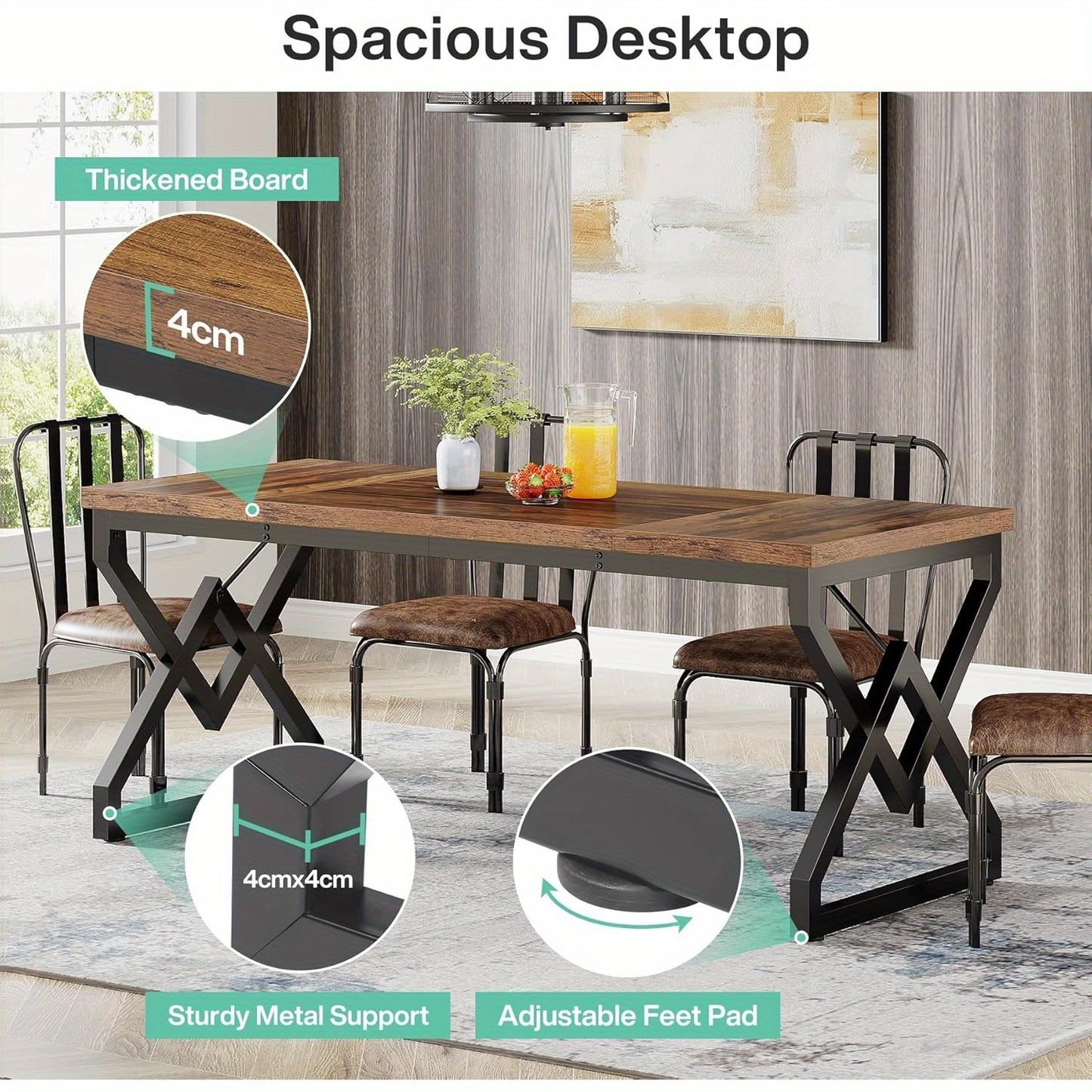 Bureaustoel – Kantoorstoel – Draaistoel – Gamestoel – Ergonomische Stoel – Extra Groot Tafelblad 160x70 cm – Stevig Metalen Frame