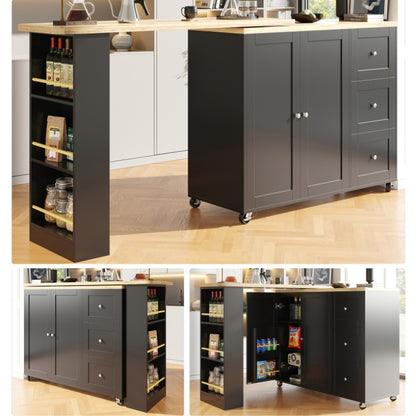 Black Standing Table with a 360-Degree Rotation, Measuring 135203 X 39 X 106 Cm, Equipped with Wheels And Three Shelves.