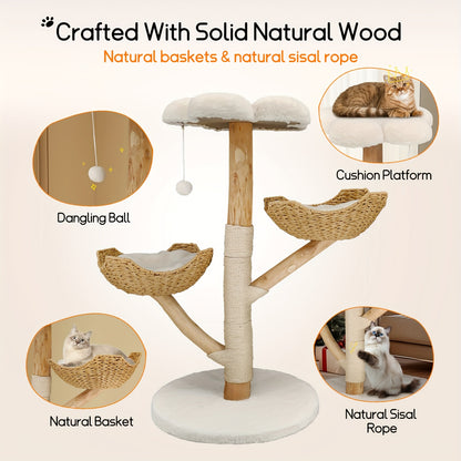 Krabpaal – Kattenkrabpaal – Kattenboom – Krabmeubel – Krabton – 111 cm Hoog – Stevige Basis 60 cm Diameter – Duurzaam Sisal en Hout