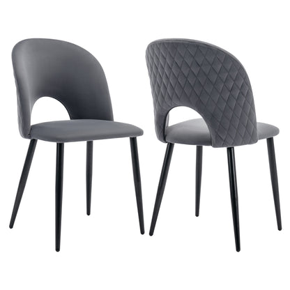 Eetkamerstoel – Stoel – Designstoel – Diningset – Vergaderstoel – Grijs – Metalen Frame – Verstelbare Poten – Ergonomisch Zitten – Diamantpatroon Rugleuning