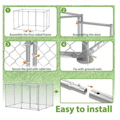 Buitenkennel Grote Honden – Hondenkooi Dierenverblijf Hondenren Hondenhok – 250x200x150 cm – Galvaniseerd Staal – Weerbestendig & Veilig Slot