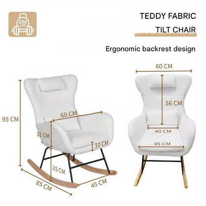 Schommelstoel – Chaise Confortable – Fauteuil – Relaxstoel – Schommelstoel Babykamer – Ergonomische Hoge Rugleuning – Extra Brede Zitting Met Zachte Sponsvulling