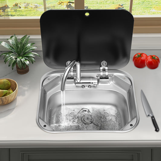 Roestvrijstalen Keukenspoelbak – Dubbele Kom Spoelbak – Keukenbak Met Afvoerkorf – Inbouw Spoelbak – Zwart – Compact Formaat – 304 RVS Duurzaam