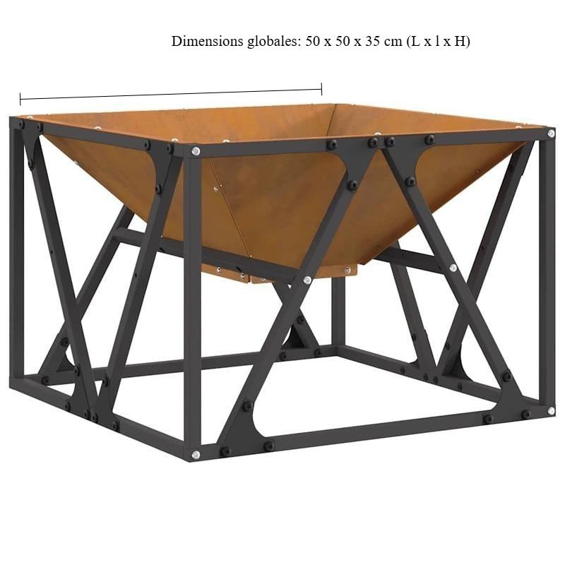 50x50x35cm Heavy-Duty Fire Pit - Portable Outdoor Wood-Burning Stove with Powder-Coated Brown, Compact Patio Heater for Garden, Balcony, Camping & Backyard (Assembly Required) - Durable Metal Fireplace