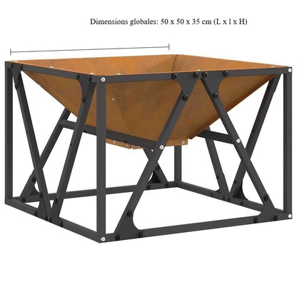 50x50x35cm Heavy-Duty Fire Pit - Portable Outdoor Wood-Burning Stove with Powder-Coated Brown, Compact Patio Heater for Garden, Balcony, Camping & Backyard (Assembly Required) - Durable Metal Fireplace