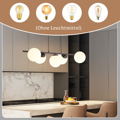 Hanglamp – Pendellamp – Plafondlamp – Glazen Lamp – Eettafellamp – Goudkleurig – Verstelbare Hoogte Tot 150 cm – Melkglas Zachte Lichtverspreiding