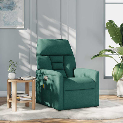 Massagestoel – Massagefauteuil – Ergonomische Stoel – Relaxstoel – Verstelbare Stoel – Donkergroen Stof – 6-Punts Vibratiemassage – Handmatig Verstelbaar tot 135°