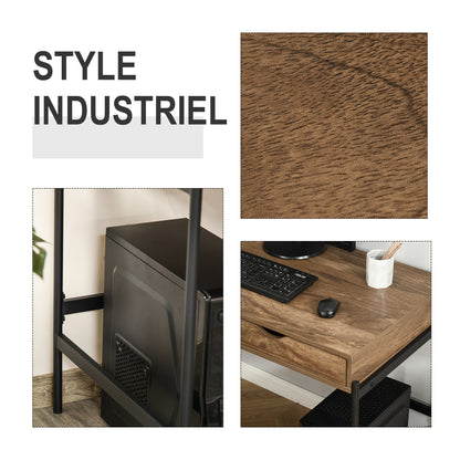 Industriële Bureau – Werktafel – Computertafel – Bureau Met Laden – Stijlvol Bureau – Groot Werkoppervlak 110x55 cm – Stevig Metalen Frame