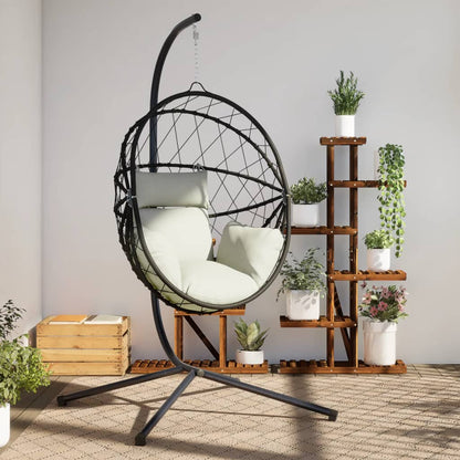 Hangstoel – Schommelstoel – Hangstoel Rattan – Hangstoel Binnen – Hangstoel Buiten – Beige – Rattan Mand Met Rope – Stalen Roestvrij Frame