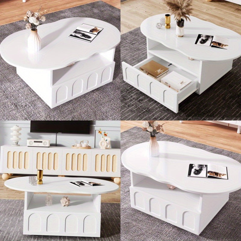 Salontafel – Tafel – Vintage Tafel – Woonkamertafel – Koffietafel – Wit Vintage Design – Stevige Metalen Constructie