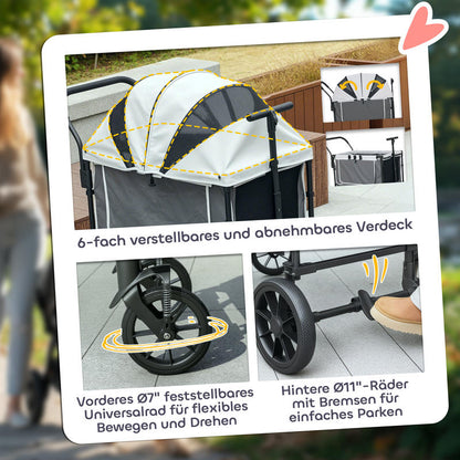 Dog Buggy Foldable for Dogs &Amp; Cats Up to 30 Kg 110 X 65 X 102 Cm Dark Grey Dog Buggy