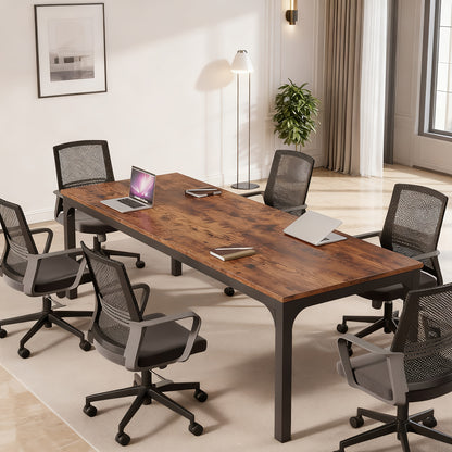 200.0cm W X 70.0cm D Large Office Conference Table, 198.12cm Conference Room Table, Modern Seminar Meeting Table Desk for Boardroom, Meeting Room (1, Rustic Brown), Office Furniture, Professional Meeting Setup, Sleek Boardroo