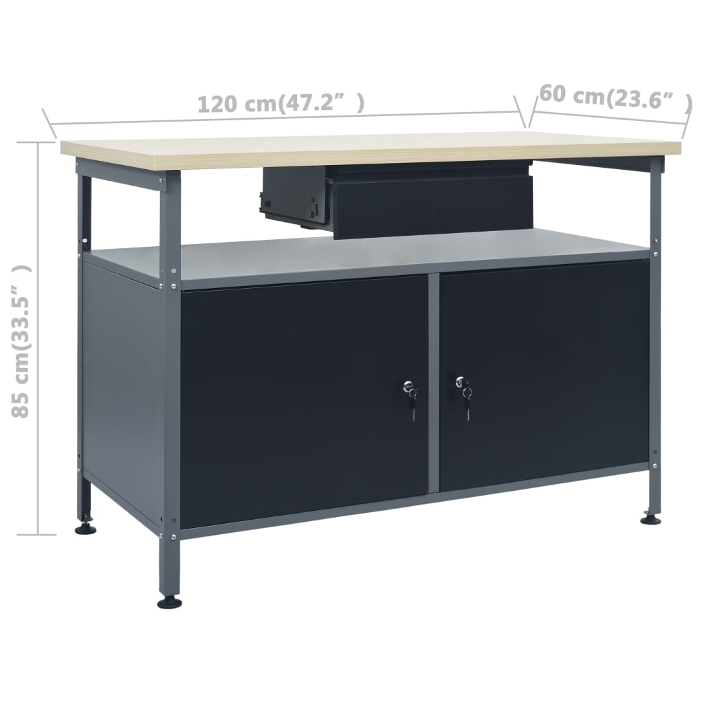 Werkbank – Werkplek – Werktafel – Werkbankset – Garagewerkbank – Zwart – 300 kg Draagvermogen – Verstelbare Poot