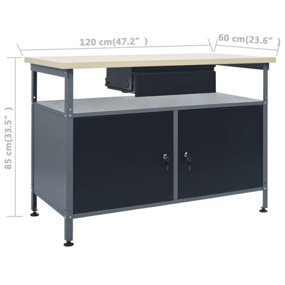 Werkbank – Werktafel – Klusbank – Werkbank Met Opbergruimte – Zwarte Werkbank – Stevig Houten Werkblad 120x60 cm – Draagvermogen 300 kg