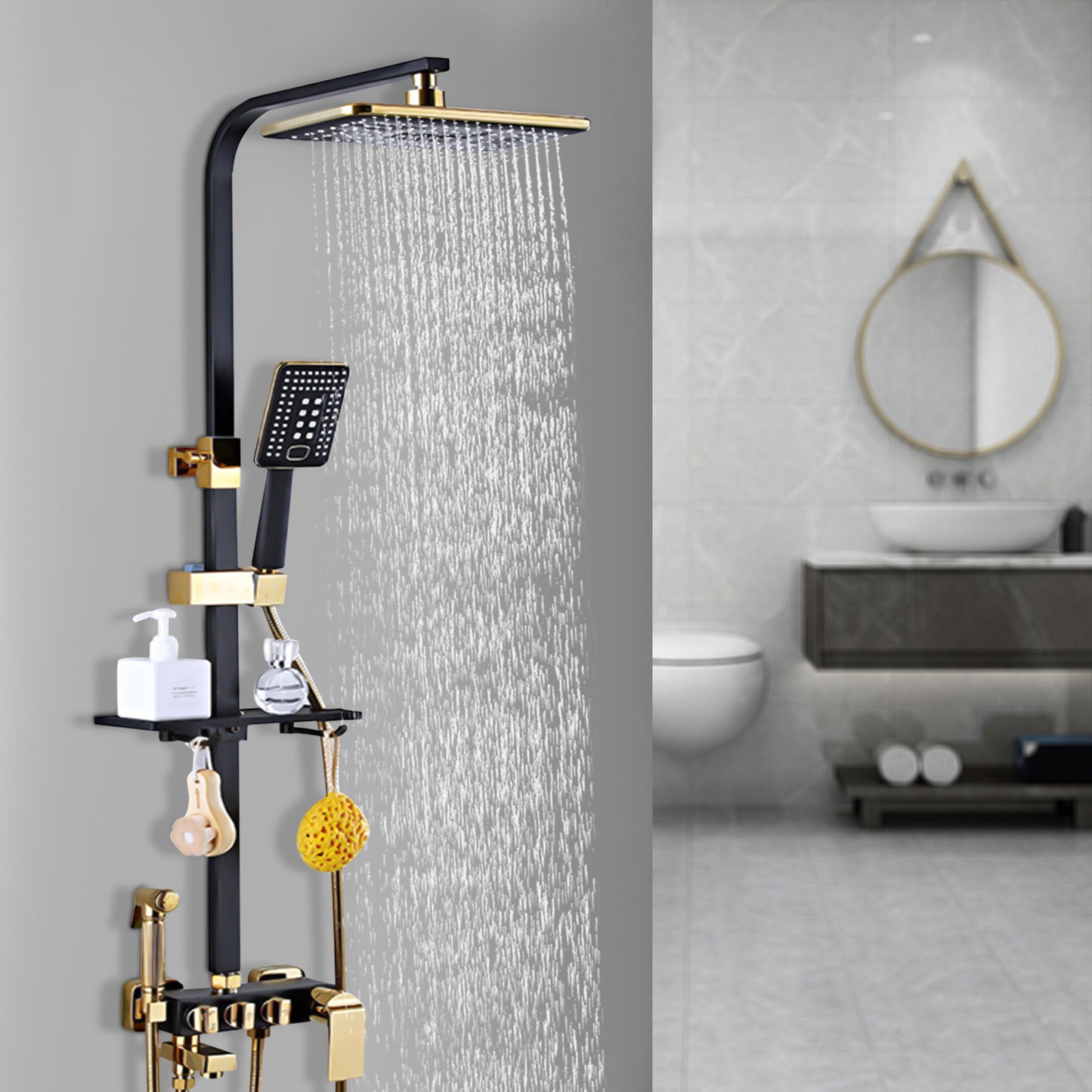 Regendouche – Douchekraan – Douchekop – Douche Systeem – Wandmontage – Modern Design – Inclusief Doucheaccessoires