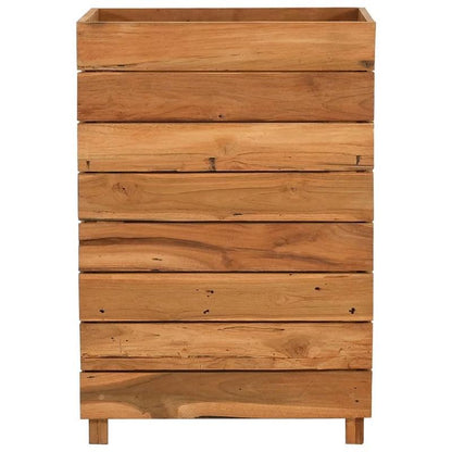 Bloemenrek – Plantenrek – Bloemenstandaard – Plantenbak – Plantenhouder – Marrone – Gerecycled Teakhout – Weerbestendig Stalen Frame – 50x40x72 cm