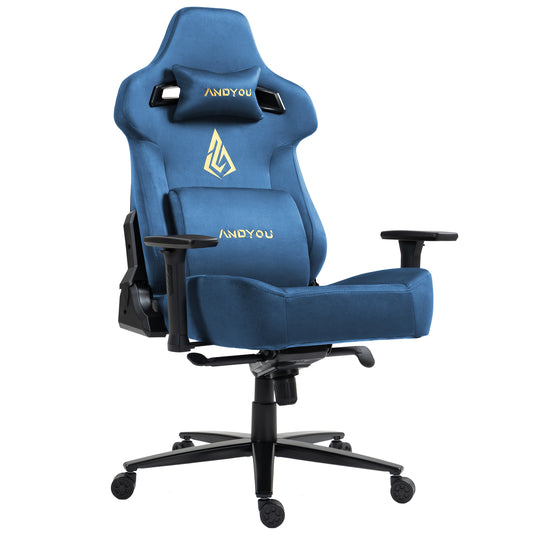 Bureaustoel – Bureaustoelen – Gamestoel – Office Chair – Computerstoel – Ergonomisch – 220 kg Draagkracht – Memory Foam Zitkussen – 3D Verstelbare Armleuningen – 12° Kantelfunctie – Blauw