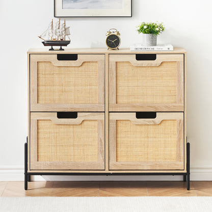 Schoenenkast – Schoenenrek – Schoenenopberger – Schoenenmeubel – Schoenenopbergkast – 4 Klapdeuren – 3 Verstelbare Planken – MDF Hout – Vrijstaand – Compact – Stevig
