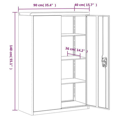 Dossierkast – Archiefkast – Mappenkast – Opbergkast – Documentenkast – Grijs Staal – 90x40x140 cm – Duurzaam & Stevig