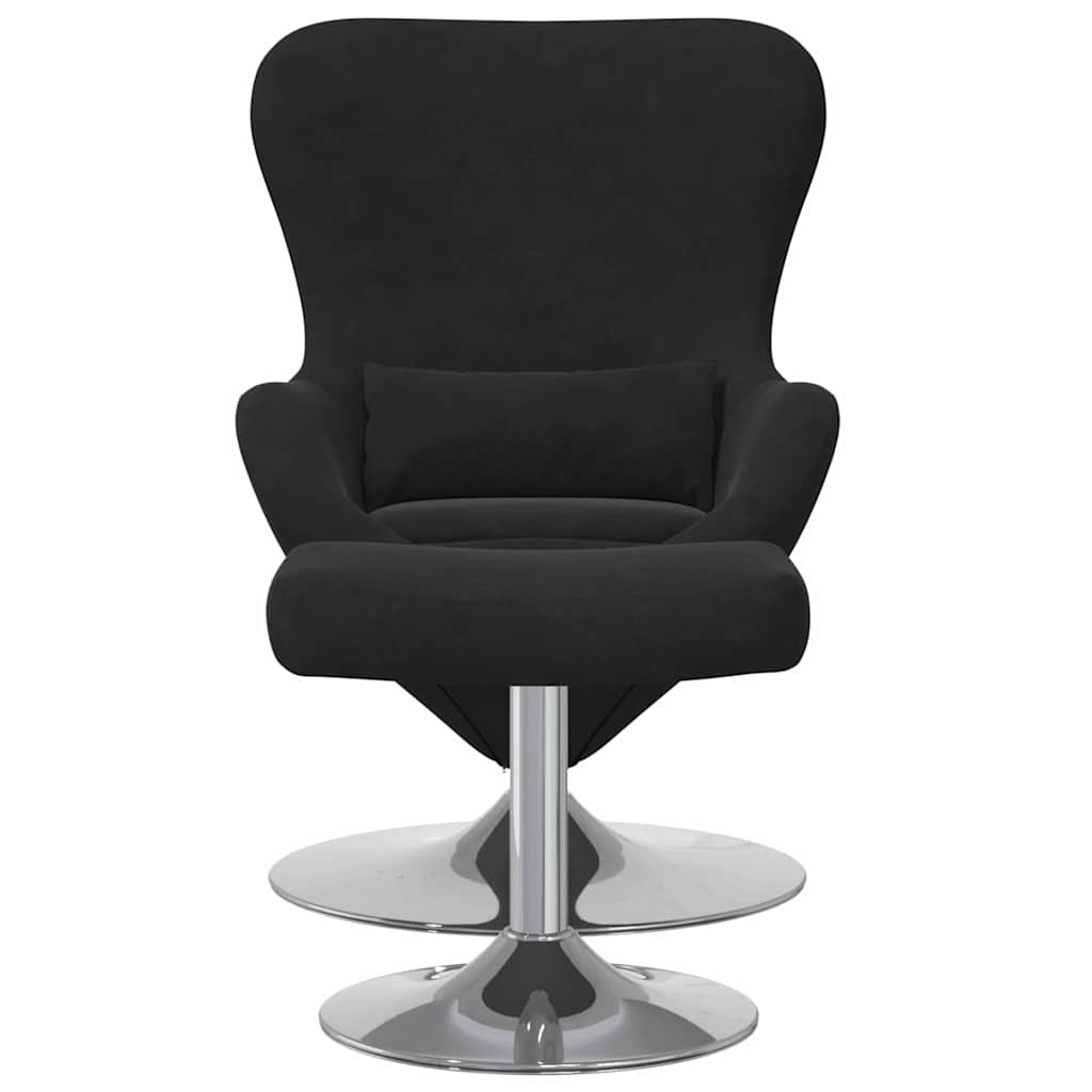 Fauteuil – Draaifauteuil – Relaxstoel – Lounge Fauteuil – Zwarte Fauteuil Met Voetensteun – Zachte Stoffering – Draaibaar