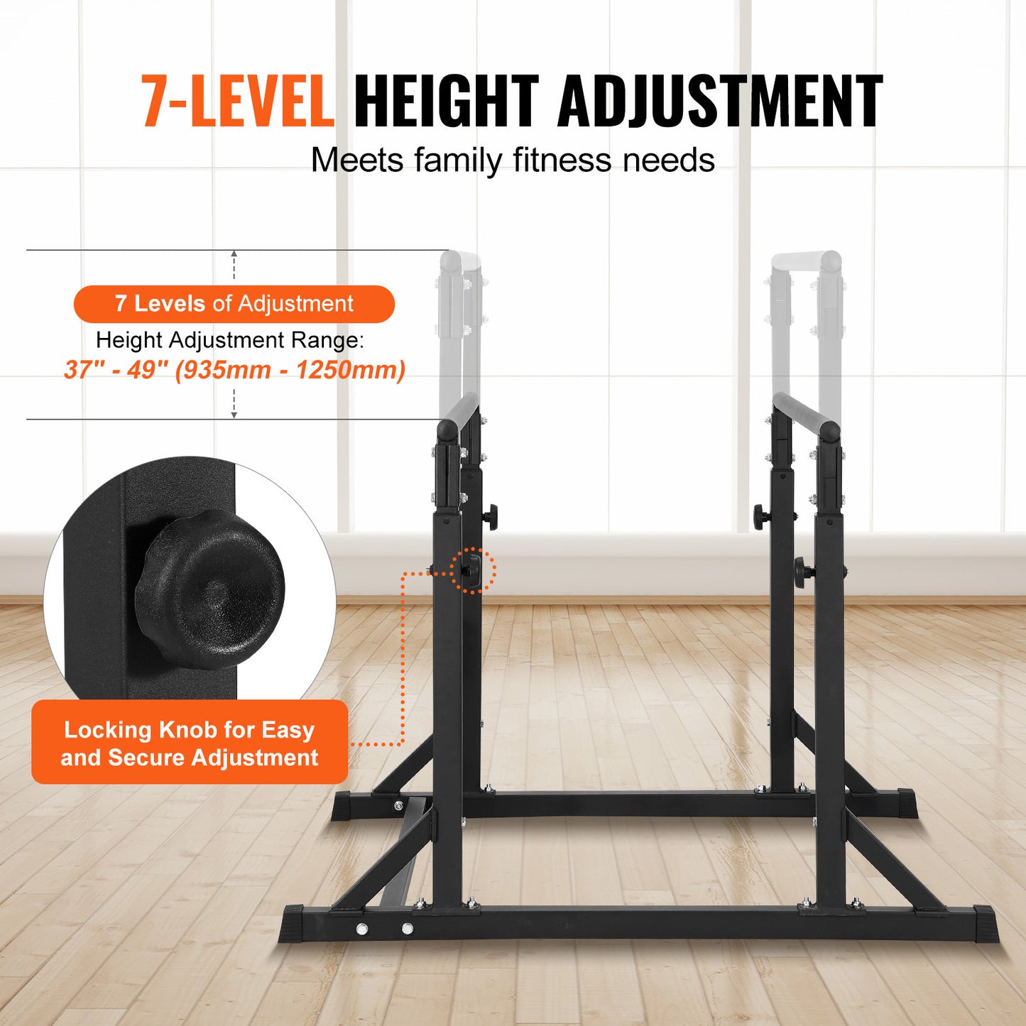 Dip Bar – Dips Station – Krachtstation – Parallelle Bars – Workout Rek – Verstelbare Hoogte 93,5-125 cm – Zeer Stevig Staal, 363 kg Draagvermogen