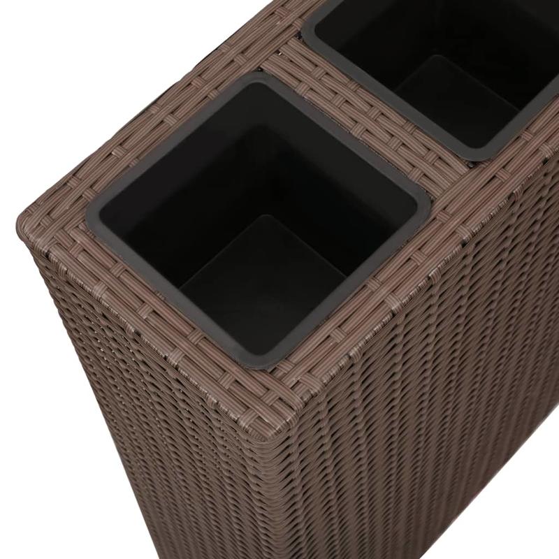 Modern Metal Square Planter Box with 4 Pots - Weather-Resistant Indoor/Outdoor Garden Bed, Striped Design & Brown Poly Rattan-Like Texture, Durable Metal Construction for Patio, Balcony, or Lawn - Ideal for Bonsai Trees & Sma
