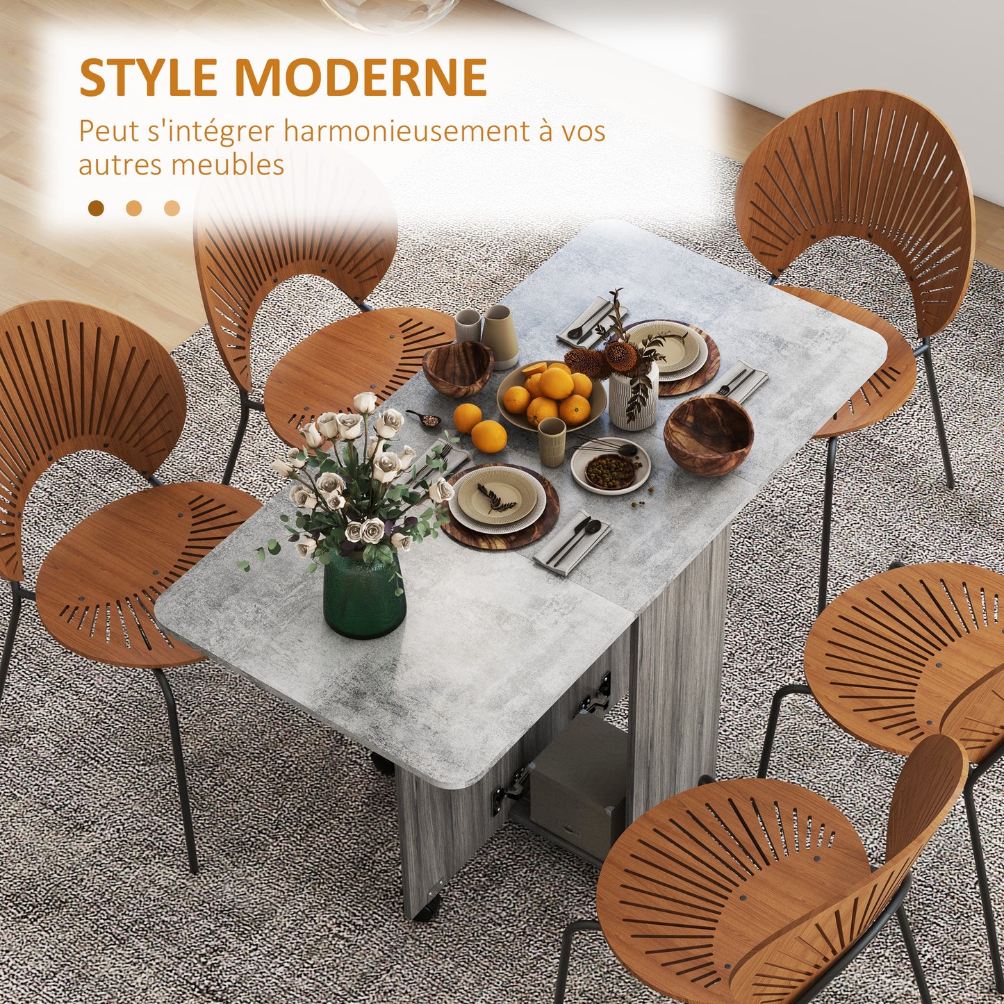Opvouwbare Keukentafel – Uitklapbare Eettafel – Vouwtafel – Klaptafel – Uitschuifbare Tafel – Met 2 Laden En 1 Kast – Compact 120x60x76,5 cm – Grijs