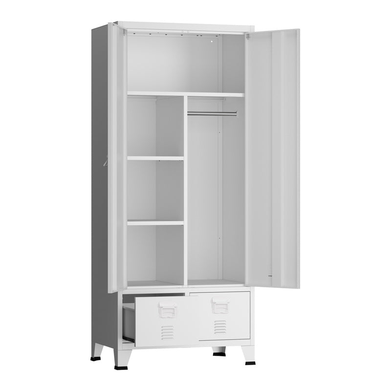 Stalen Kledingkast – Garderobekast – Opbergkast – Kledingrek – Kledingstation – Industrieel Design – Ventilatie Deuren – 180 x 90 x 40 cm – Stevige Stalen Constructie