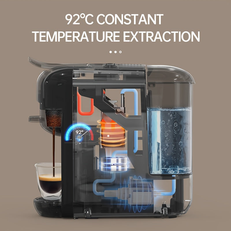 1pc CAFELFFE 5-in-1 Multifunctional Capsule Coffee Machine | Hot/Cold | Compatible with NES, DG, K Capsules, ESE, and Ground Coffee | 1450W Automatic Coffee Maker for Home & Office | Ideal Gift for Family, Father, Mother, Hus