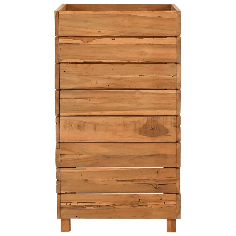 Bloemenrek – Plantenrek – Bloemenstandaard – Plantenbak – Plantenhouder – Marrone – Gerecycled Teakhout – Weerbestendig Stalen Frame – 50x40x72 cm