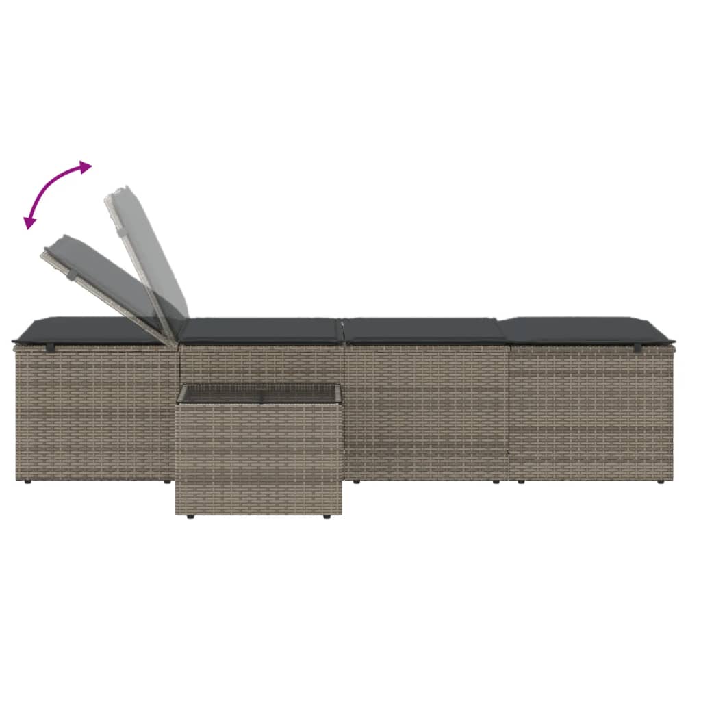 Lounge Set – Buitenmeubels – Tuinmeubilair – Ligbed - Balkon Set – Ligstoelen - 2-Delige Set – PE-Rattan – Verstelbare Rugleuning