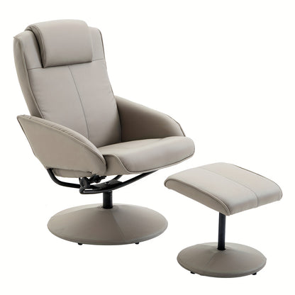 Draaifauteuil – Fauteuil – Loungestoel – Relaxstoel – Zithoekstoel – 360° Draaibaar – Verstelbare Voetensteun – Grijs Stof – Metaal – 78x71x101 cm