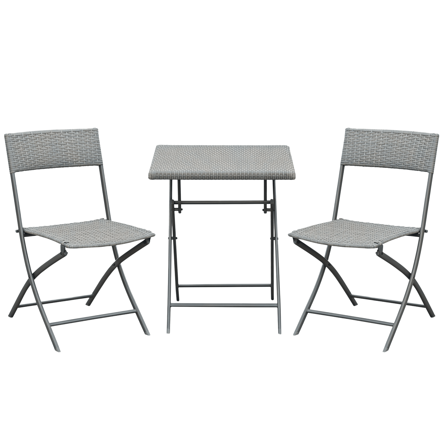 Bistroset – Tuinset – Balkonset – Tuinmeubel – Tuintafelset – Polyrattan – Compact – Voor 2 Personen – Grijs