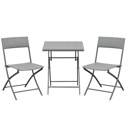 Bistroset – Tuinset – Balkonset – Tuinmeubel – Tuintafelset – Polyrattan – Compact – Voor 2 Personen – Grijs
