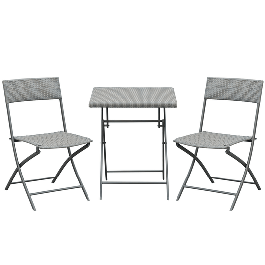 Bistroset – Tuinset – Balkonset – Tuinmeubel – Tuintafelset – Polyrattan – Compact – Voor 2 Personen – Grijs