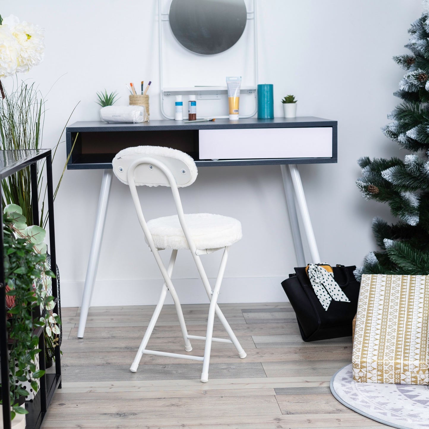 Vouwstoel – Opklapbare Stoel – Klapstoel – Eetkamerstoel – Witte Stoel – Set Van 4 – Kunstleren Zitting – Hoog Zitvlak 49 Cm