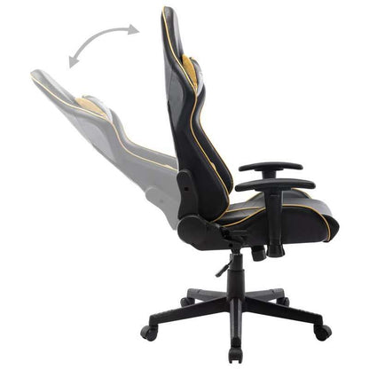 Luxurious Black & Golden Gaming Chair - Ergonomic Faux Leather, Comfortable for Office, E-Sports, Playrooms & Living Spaces gaming pc