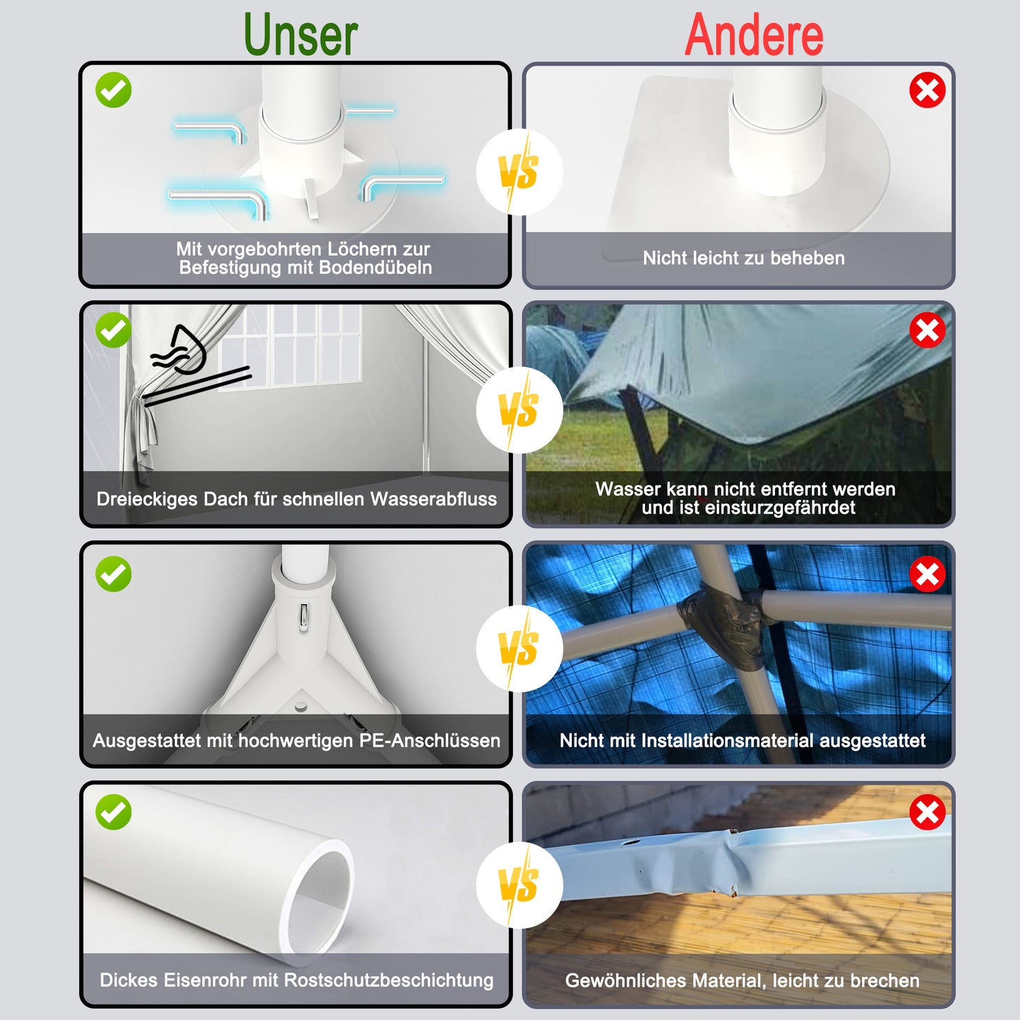 Partytent – Privacy Tent – Pop-up Tent – Overkapping – Pavilion – Extra Groot 3x9m – Stevig Stalen Frame – Water- en UV-bestendig PE Dak
