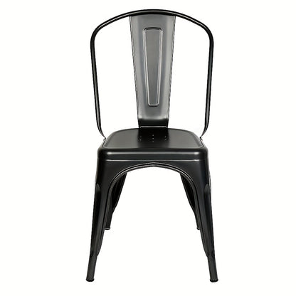 Set van 4 Industriële Metalen Eetkamerstoelen – Zwarte Stapelbare Stoelen van Duurzaam Metaal – Stevige Constructie voor Restaurant, Eetkamer of Horecagebruik (43 x 46 x 85 cm)