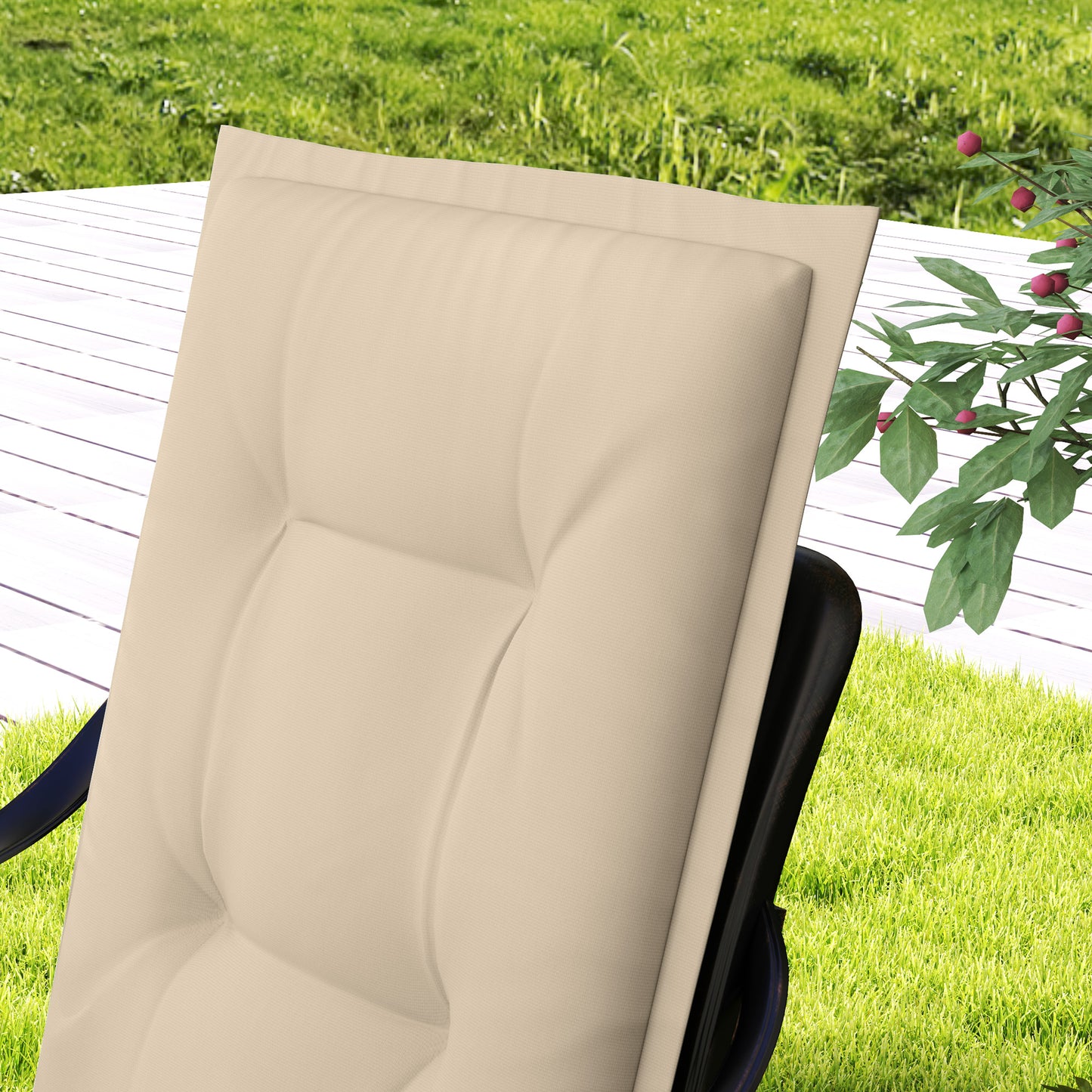 Tuinkussens – Stoelkussens – Zitkussens – Tuinstoelkussens – Kussen Set Beige – 108 x 50 x 5 cm – Water- en UV-bestendig Polyester