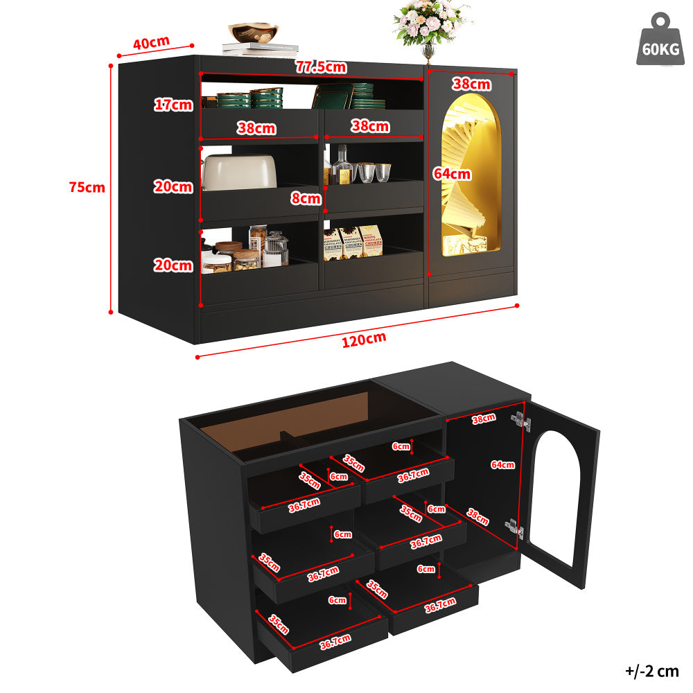 Dressoir – Sideboard – Ladekast – Opbergkast – Buffetkast – Zwart – Ruime Lades – Minimalistisch Design