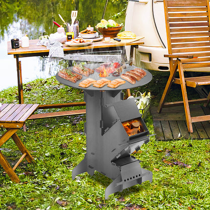 Rocket Stove – Buitenkachel – Outdoor Kachel – Barbecue Oven – Campingkachel – 3 mm Koolstofstaal – Ø 50 cm Grillplaat