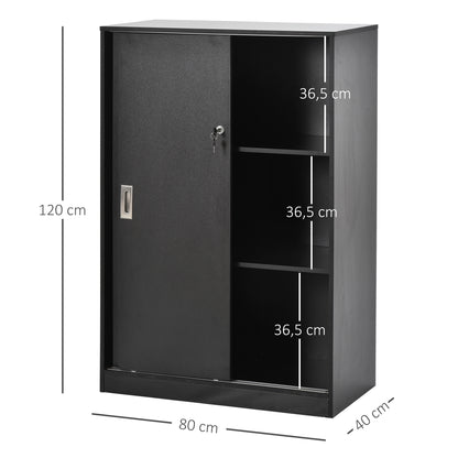 Archiefkast – Opbergkast – Kantoorkast – Dossierkast – 2-Deurs Met Slot – 80x40x120 cm – Spaanplaat Zwart